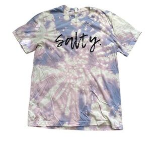 Bella & Canvas Women’s Salty graphic Purple Bleach T-shirt Size Large